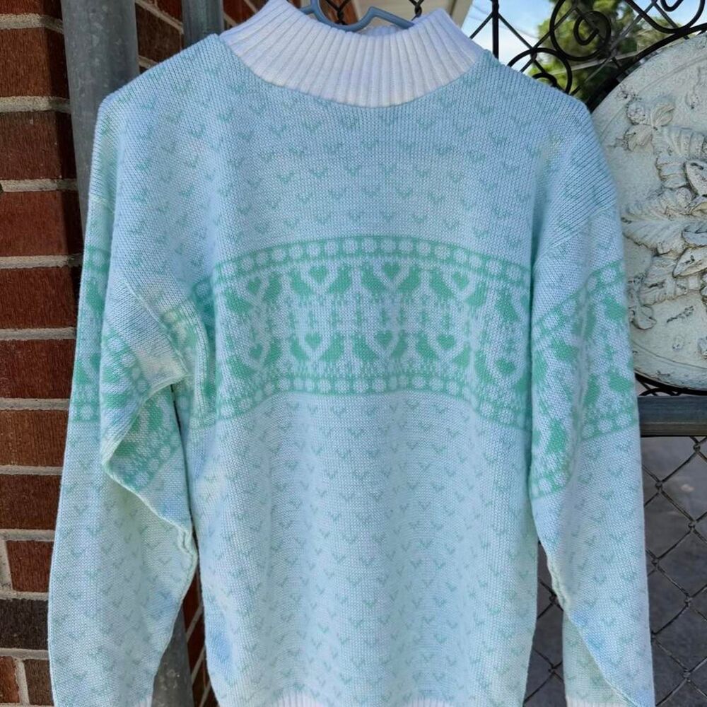 Pinwheels Vintage Mockneck Cottage Knit Sweater